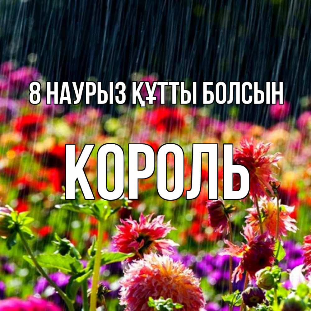 Күн сайын ашық хат с именем, Король 8 наурыз құтты болсын цветы под дождиком к международному женскому дню Онлайн тегін жүктеп алу тілектері бар керемет карта 