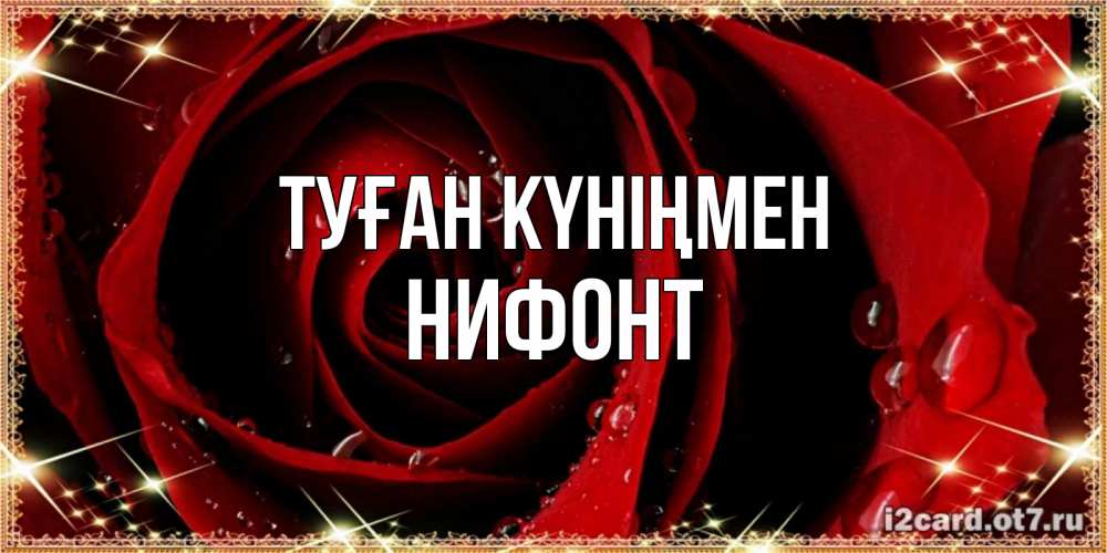 Күн сайын ашық хат с именем, Нифонт Туған күніңмен цветок в росе на день рождения Онлайн тегін жүктеп алу тілектері бар керемет карта 