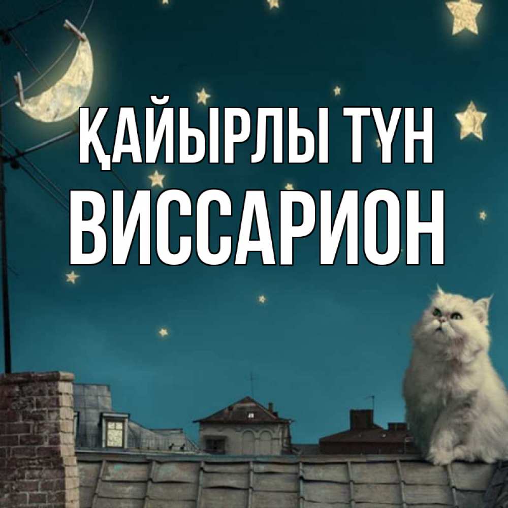 Күн сайын ашық хат с именем, Виссарион Қайырлы түн белый кот сидит на крыше Онлайн тегін жүктеп алу тілектері бар керемет карта 