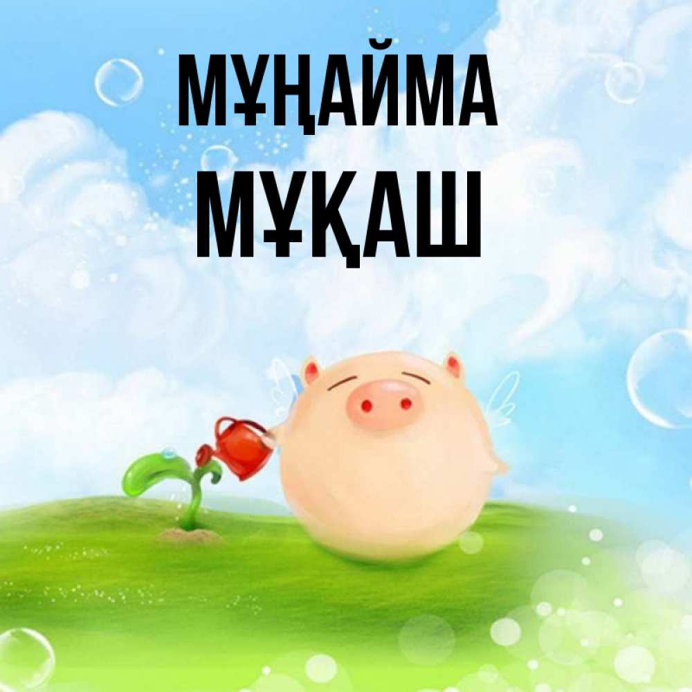 Күн сайын ашық хат с именем, Мұқаш Мұңайма поливает цветок порося Онлайн тегін жүктеп алу тілектері бар керемет карта 