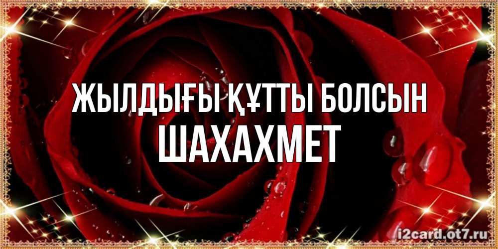 Күн сайын ашық хат с именем, ШАХАХМЕТ Жылдығы құтты болсын цветок в росе на день рождения Онлайн тегін жүктеп алу тілектері бар керемет карта 