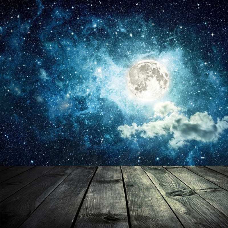 Открытка деревья  луна  Қайырлы түн 