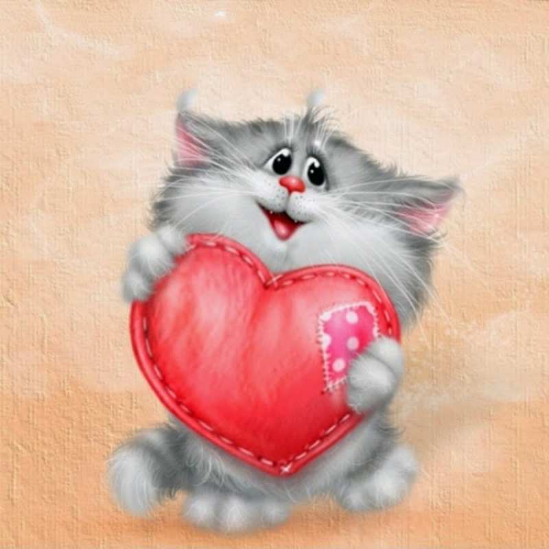 Открытка для тебя пушистое чудо  сердце с заплаткой  Мен сені сүйемін 