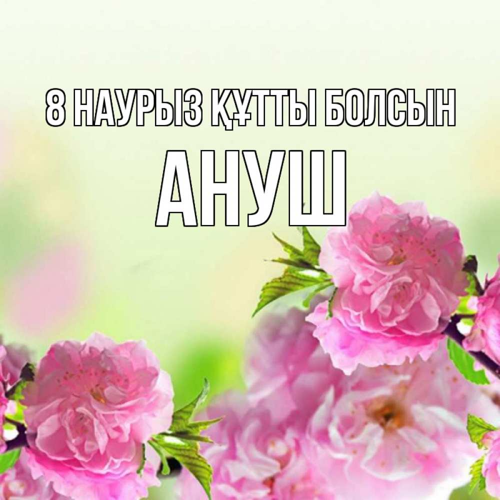 Күн сайын ашық хат с именем, Ануш 8 наурыз құтты болсын цветы Онлайн тегін жүктеп алу тілектері бар керемет карта 