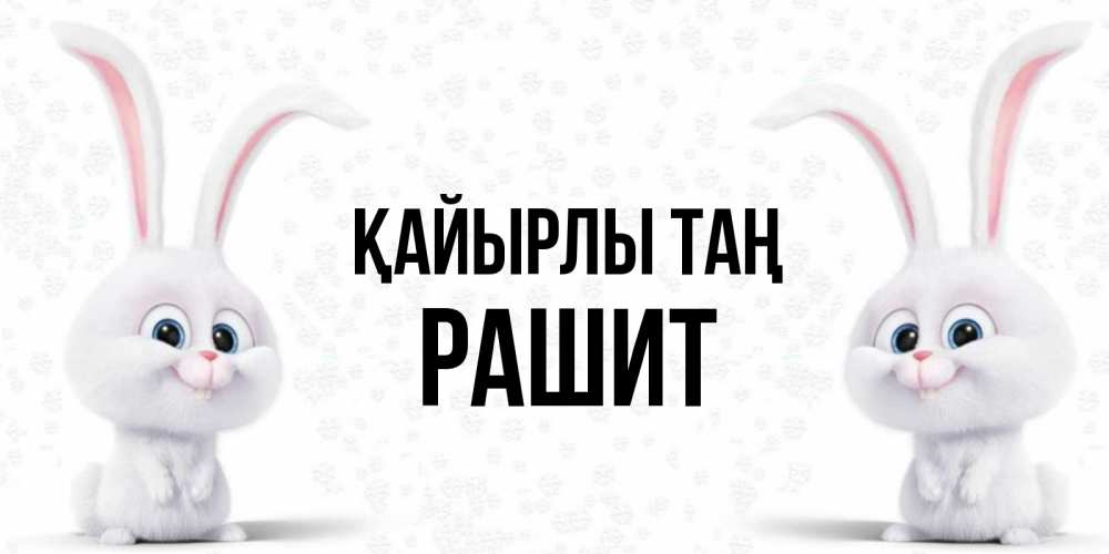 Күн сайын ашық хат с именем, РАШИТ Қайырлы таң кролики с длинными ушками Онлайн тегін жүктеп алу тілектері бар керемет карта 