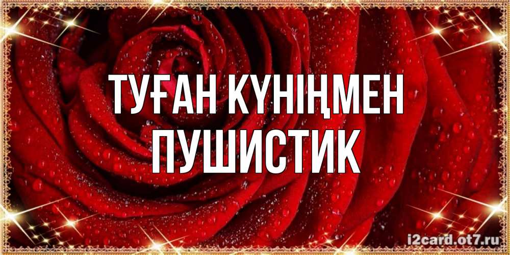 Күн сайын ашық хат с именем, Пушистик Туған күніңмен роса на розе блестящая в лучах солнца Онлайн тегін жүктеп алу тілектері бар керемет карта 
