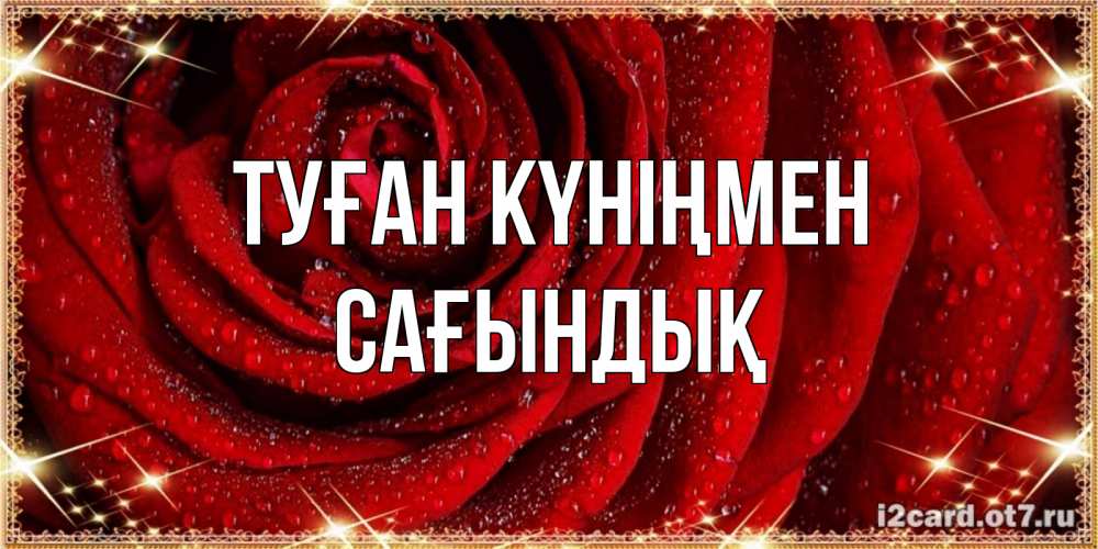 Күн сайын ашық хат с именем, САҒЫНДЫҚ Туған күніңмен роса на розе блестящая в лучах солнца Онлайн тегін жүктеп алу тілектері бар керемет карта 