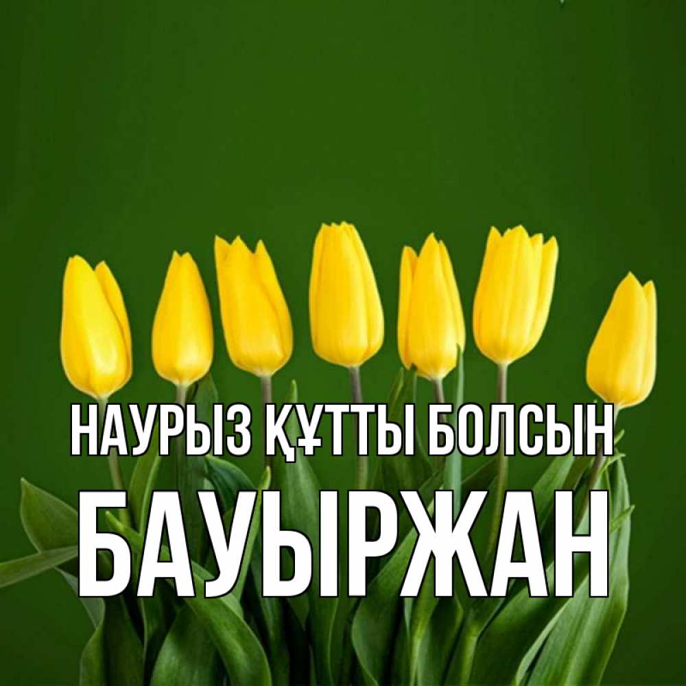 Күн сайын ашық хат с именем, Бауыржан Наурыз құтты болсын желтого цвета 3 Онлайн тегін жүктеп алу тілектері бар керемет карта 