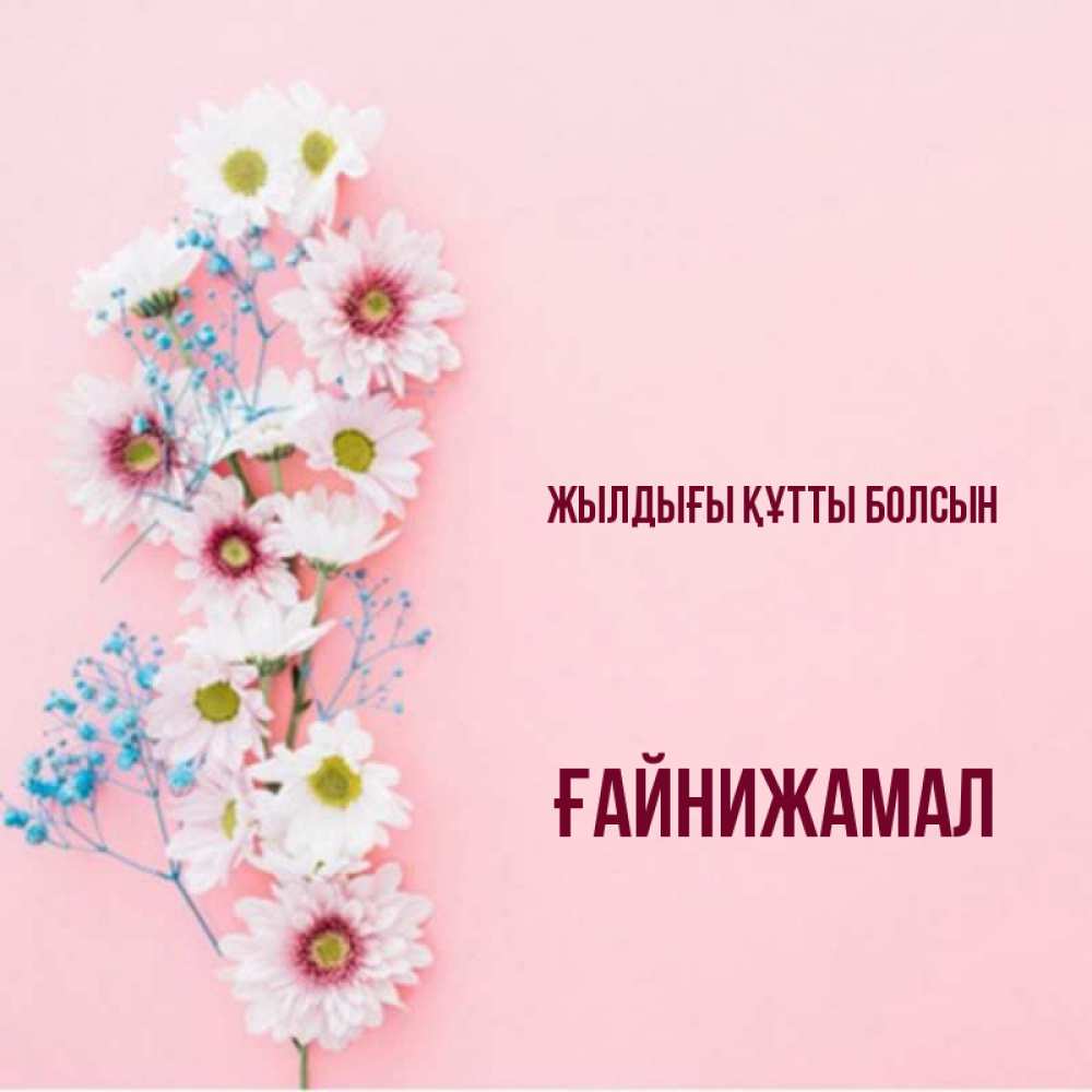 Күн сайын ашық хат с именем, ҒАЙНИЖАМАЛ Жылдығы құтты болсын Родная моя с днем рождения тебя картинка с цветами белыми и голубыми Онлайн тегін жүктеп алу тілектері бар керемет карта 