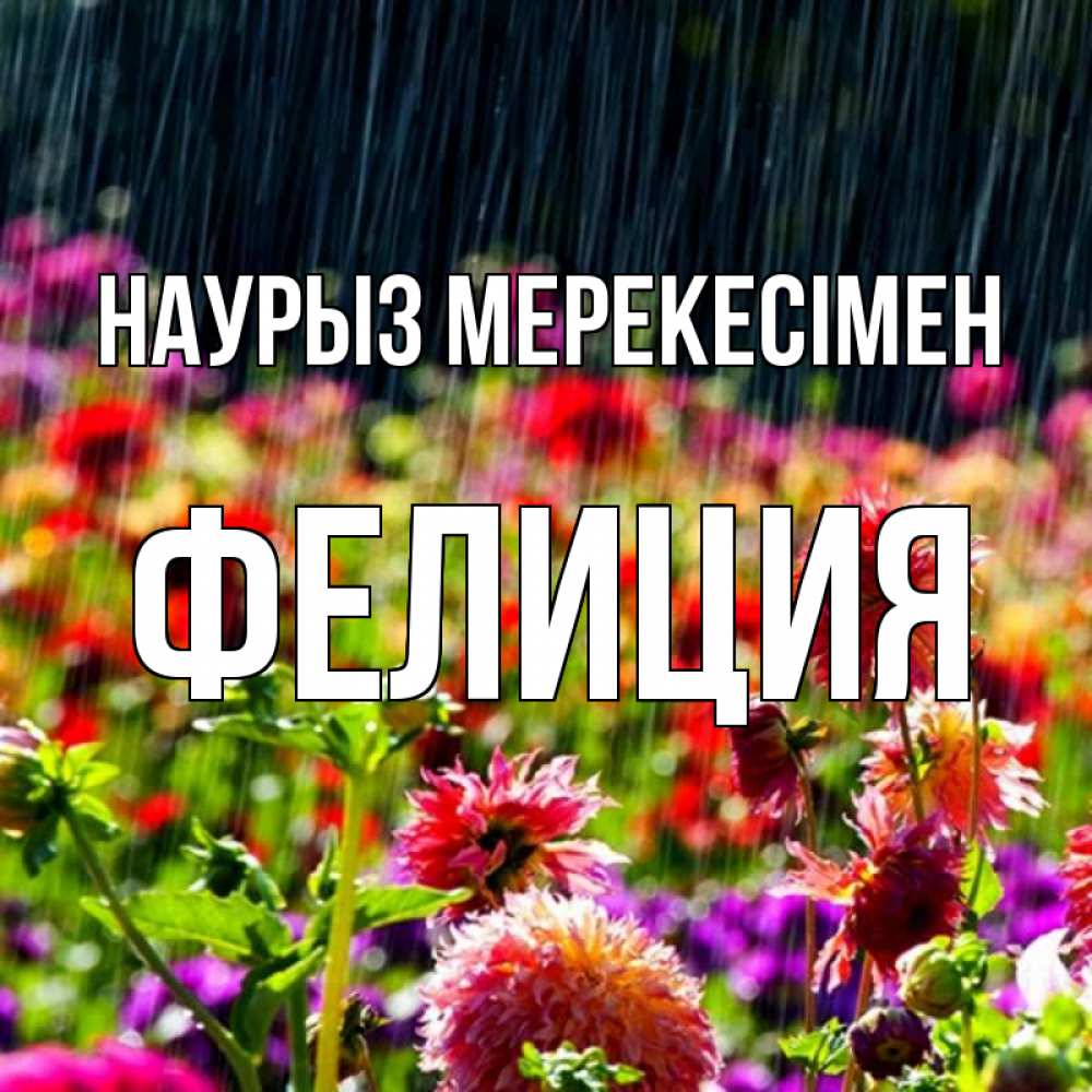 Күн сайын ашық хат с именем, Фелиция Наурыз мерекесімен цветы под дождиком к международному женскому дню Онлайн тегін жүктеп алу тілектері бар керемет карта 