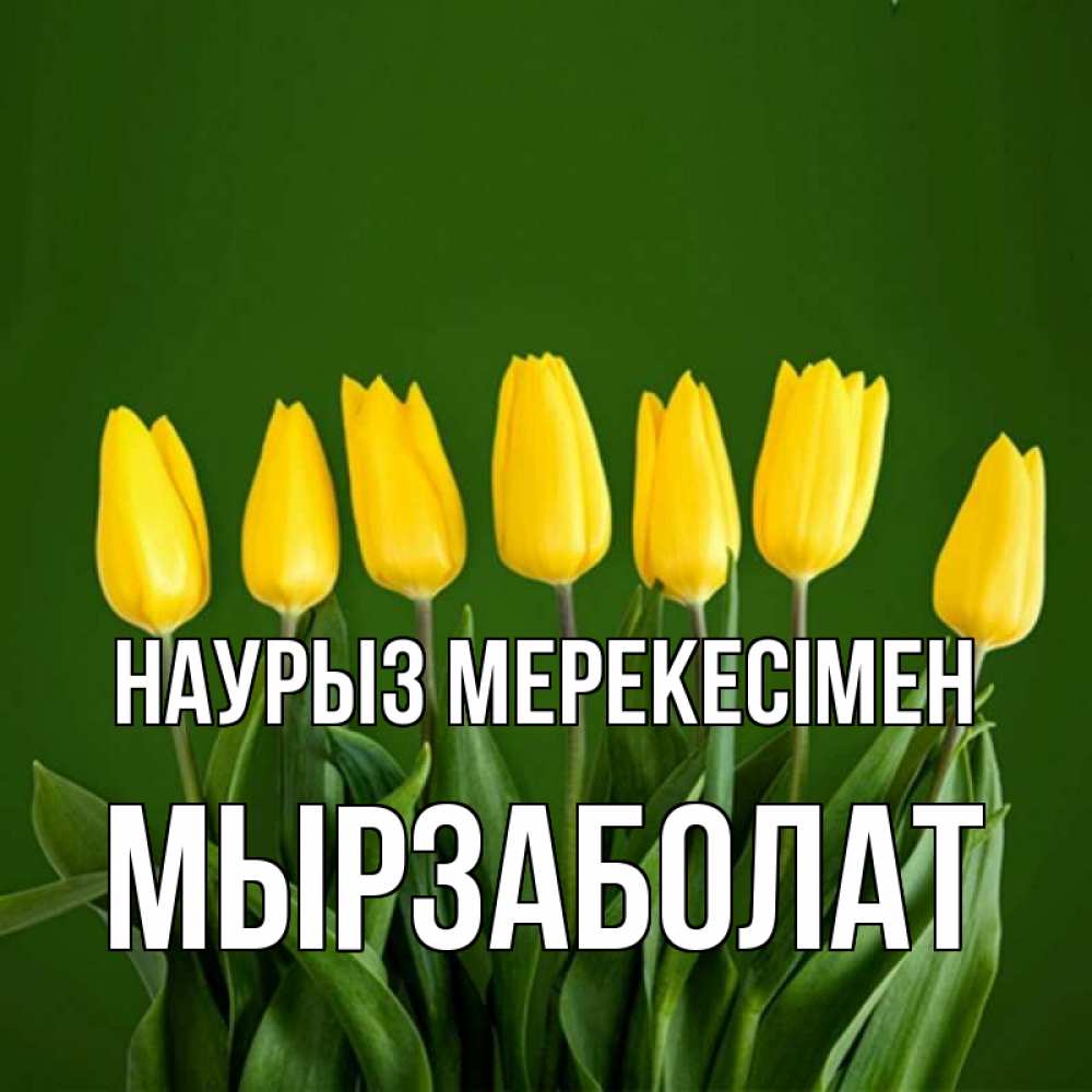 Күн сайын ашық хат с именем, Мырзаболат Наурыз мерекесімен желтого цвета 3 Онлайн тегін жүктеп алу тілектері бар керемет карта 