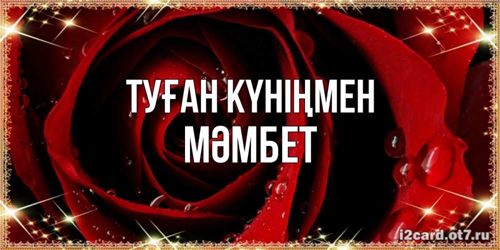 Күн сайын ашық хат с именем, МӘМБЕТ Туған күніңмен цветок в росе на день рождения Онлайн тегін жүктеп алу тілектері бар керемет карта 
