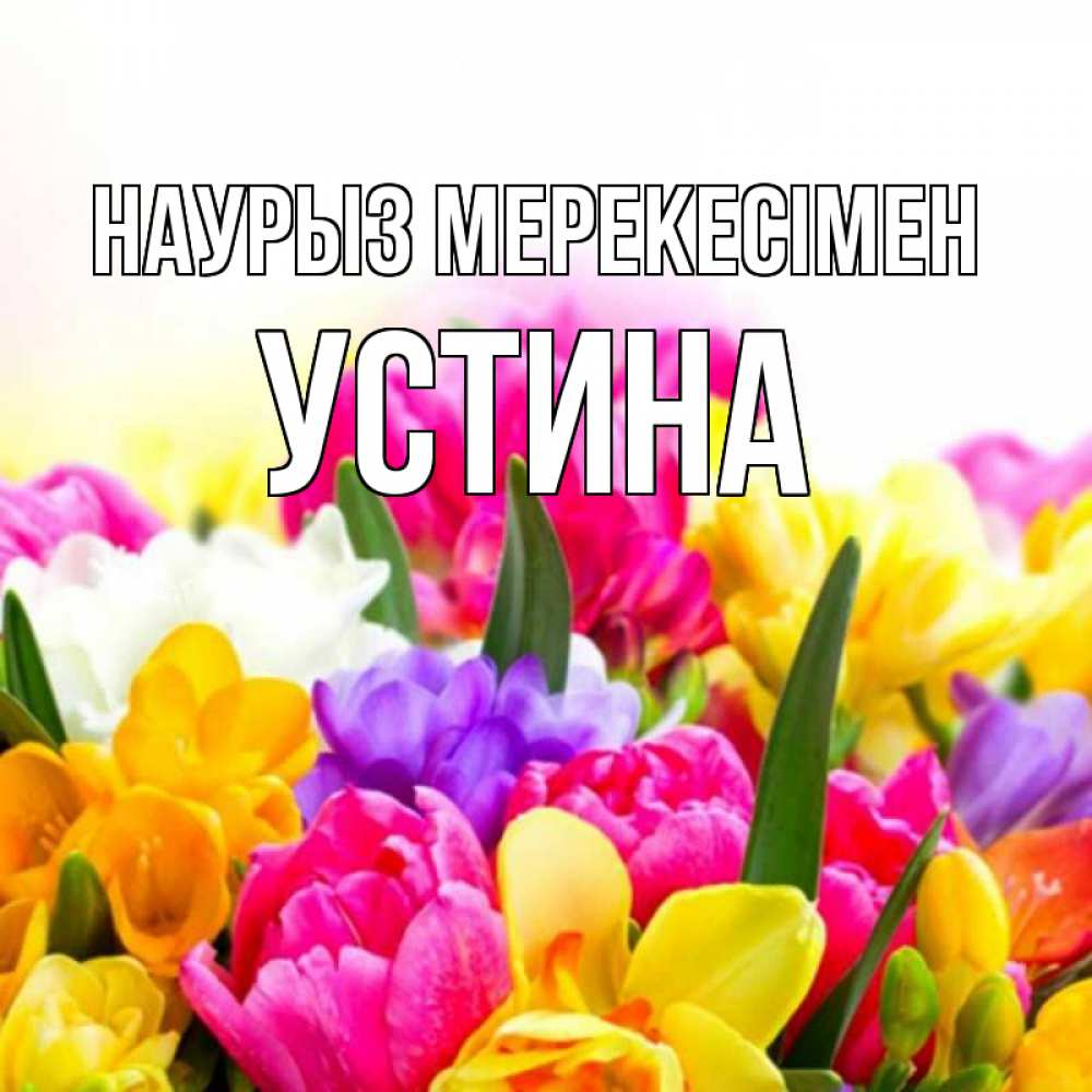 Күн сайын ашық хат с именем, Устина Наурыз мерекесімен тюльпаны Онлайн тегін жүктеп алу тілектері бар керемет карта 