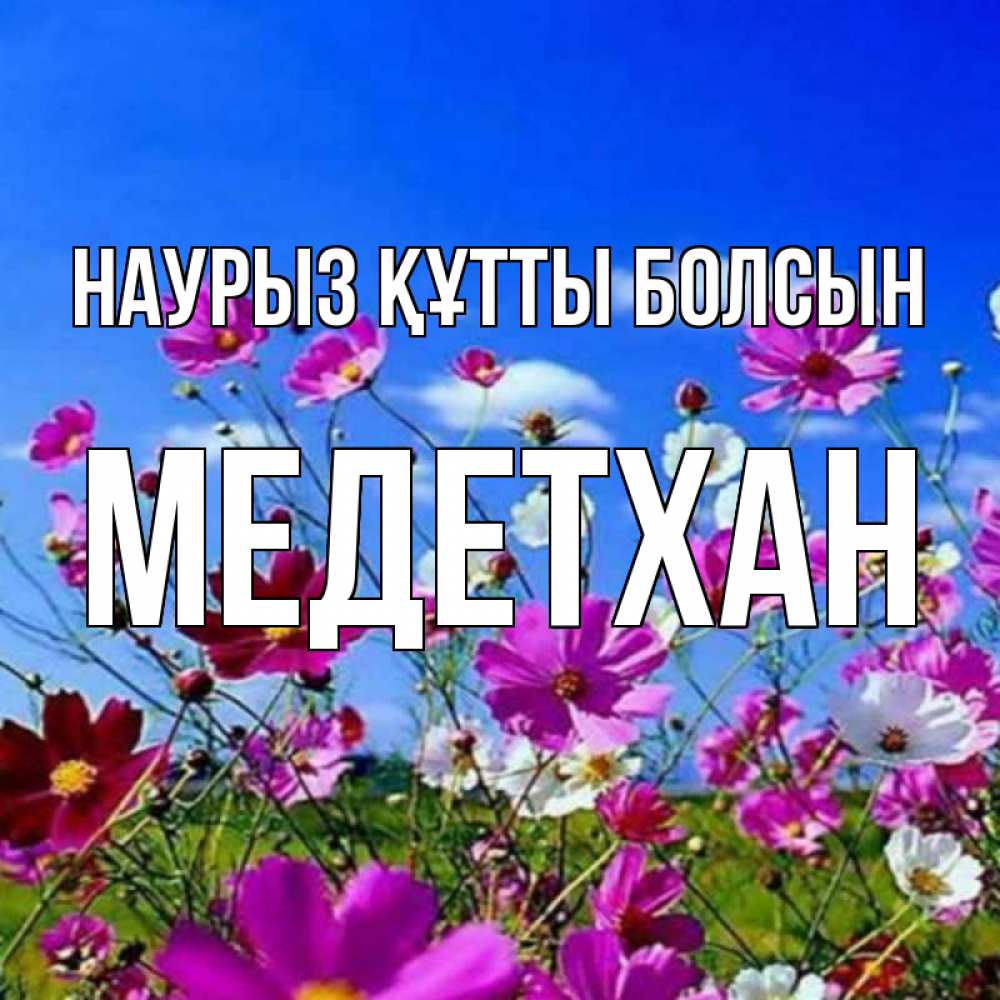 Күн сайын ашық хат с именем, МЕДЕТХАН Наурыз құтты болсын цветы Онлайн тегін жүктеп алу тілектері бар керемет карта 