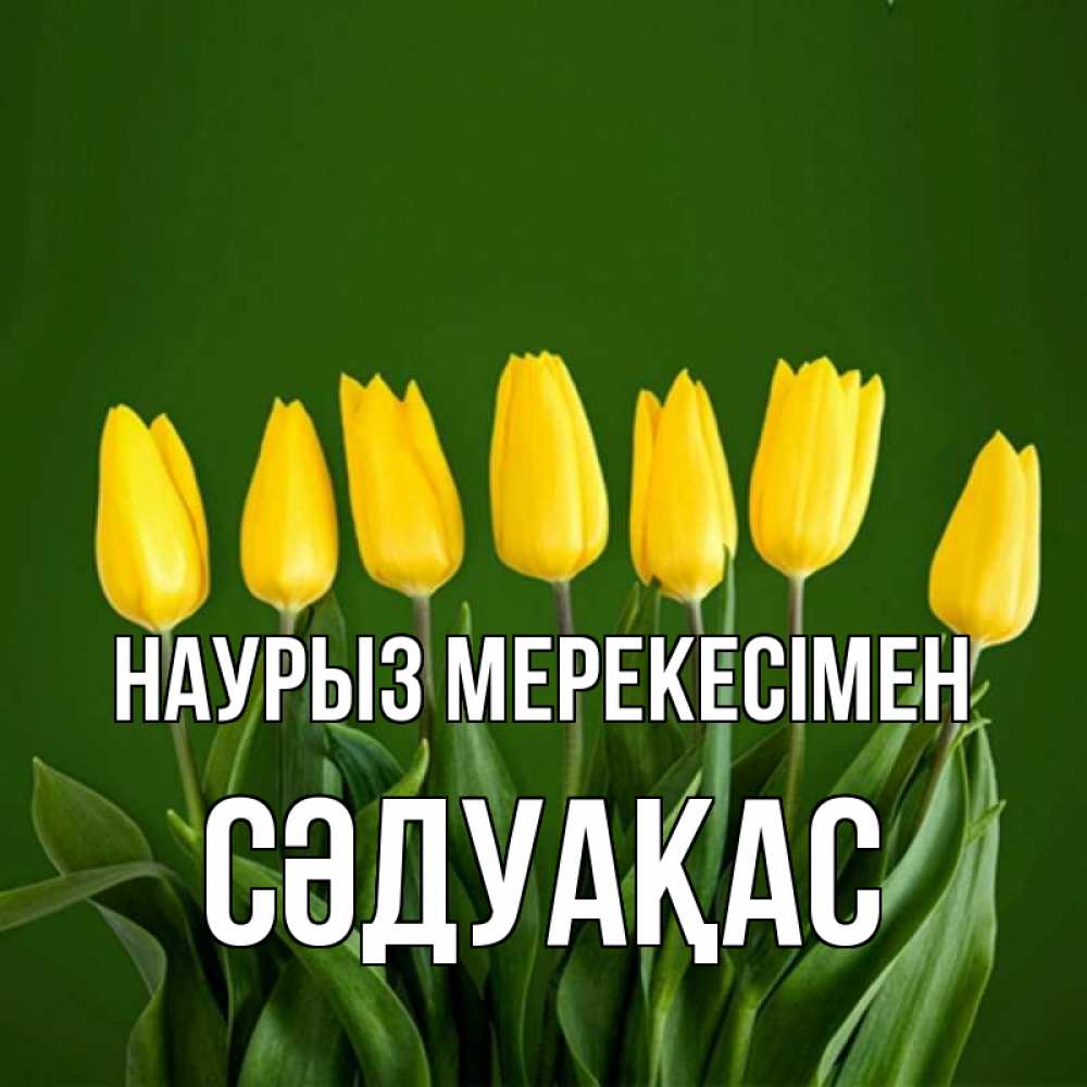 Күн сайын ашық хат с именем, СӘДУАҚАС Наурыз мерекесімен желтого цвета 3 Онлайн тегін жүктеп алу тілектері бар керемет карта 