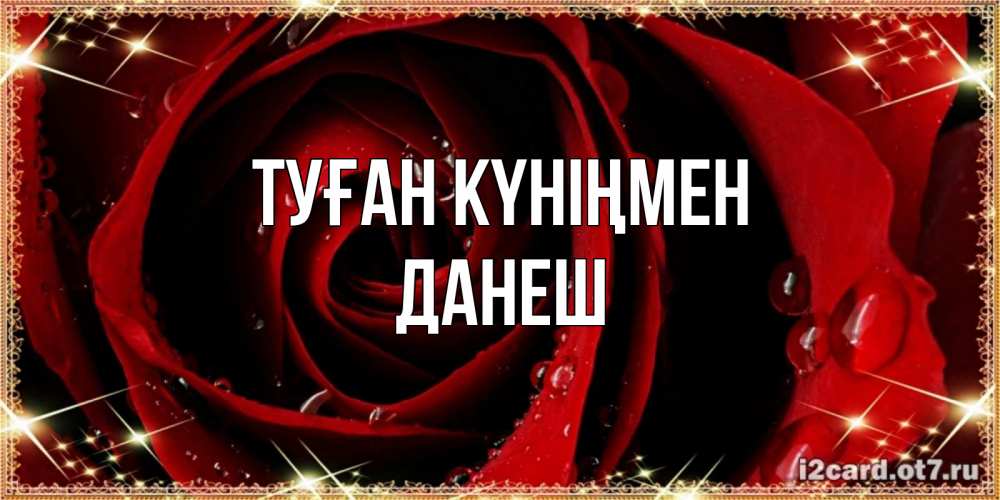 Күн сайын ашық хат с именем, ДАНЕШ Туған күніңмен цветок в росе на день рождения Онлайн тегін жүктеп алу тілектері бар керемет карта 