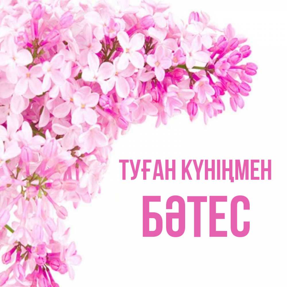 Күн сайын ашық хат с именем, БӘТЕС Туған күніңмен Сирень на белом фоне Онлайн тегін жүктеп алу тілектері бар керемет карта 