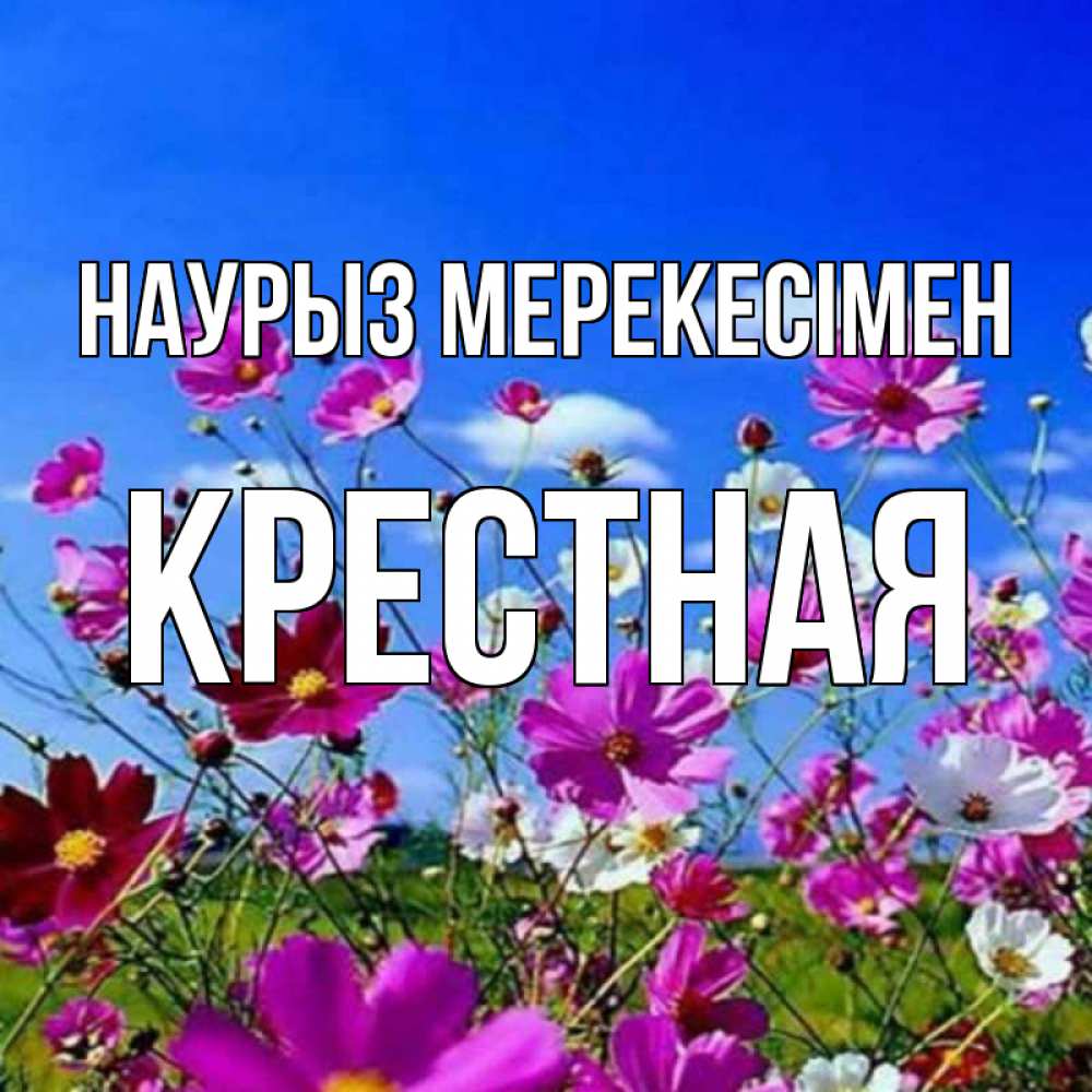 Күн сайын ашық хат с именем, Крестная Наурыз мерекесімен цветы Онлайн тегін жүктеп алу тілектері бар керемет карта 