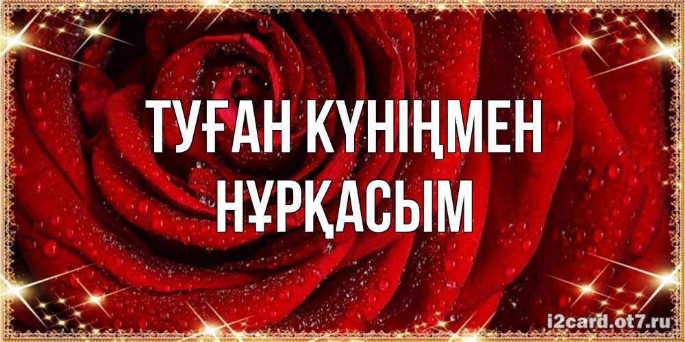 Күн сайын ашық хат с именем, НҰРҚАСЫМ Туған күніңмен роса на розе блестящая в лучах солнца Онлайн тегін жүктеп алу тілектері бар керемет карта 