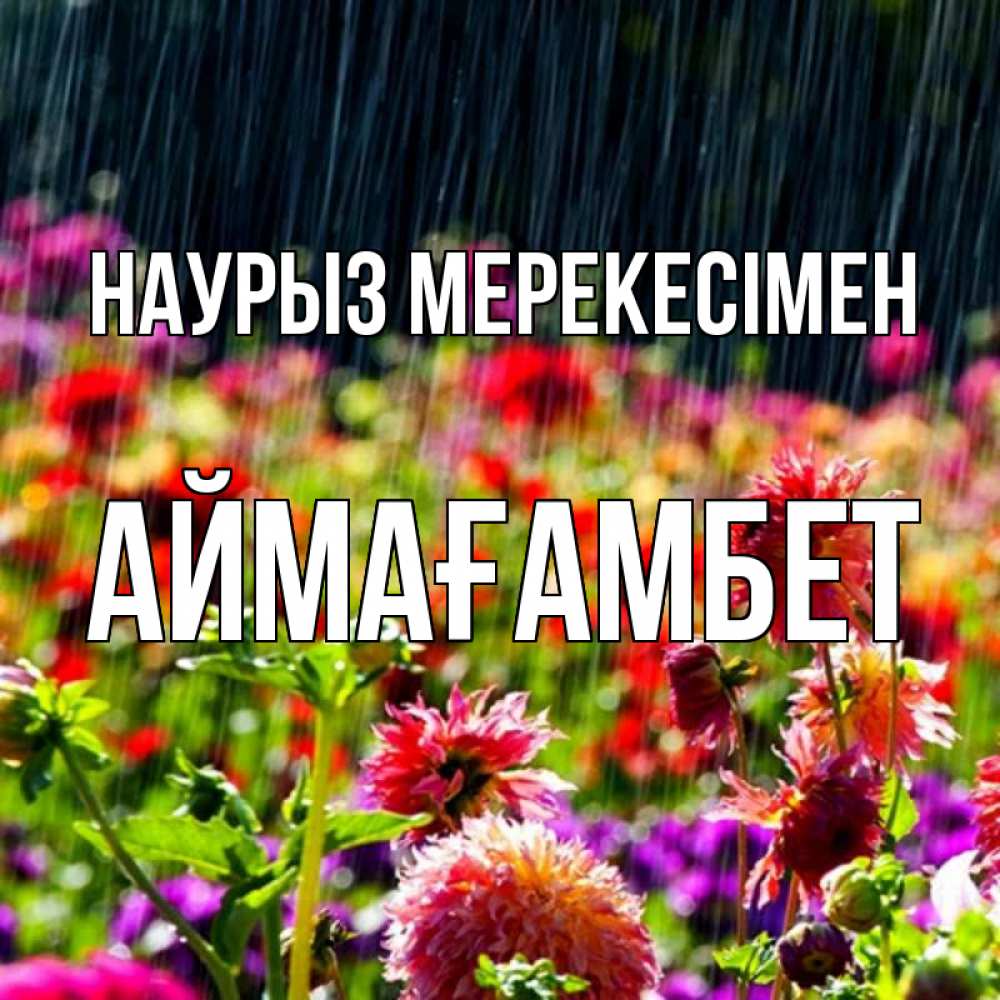 Күн сайын ашық хат с именем, Аймағамбет Наурыз мерекесімен цветы под дождиком к международному женскому дню Онлайн тегін жүктеп алу тілектері бар керемет карта 