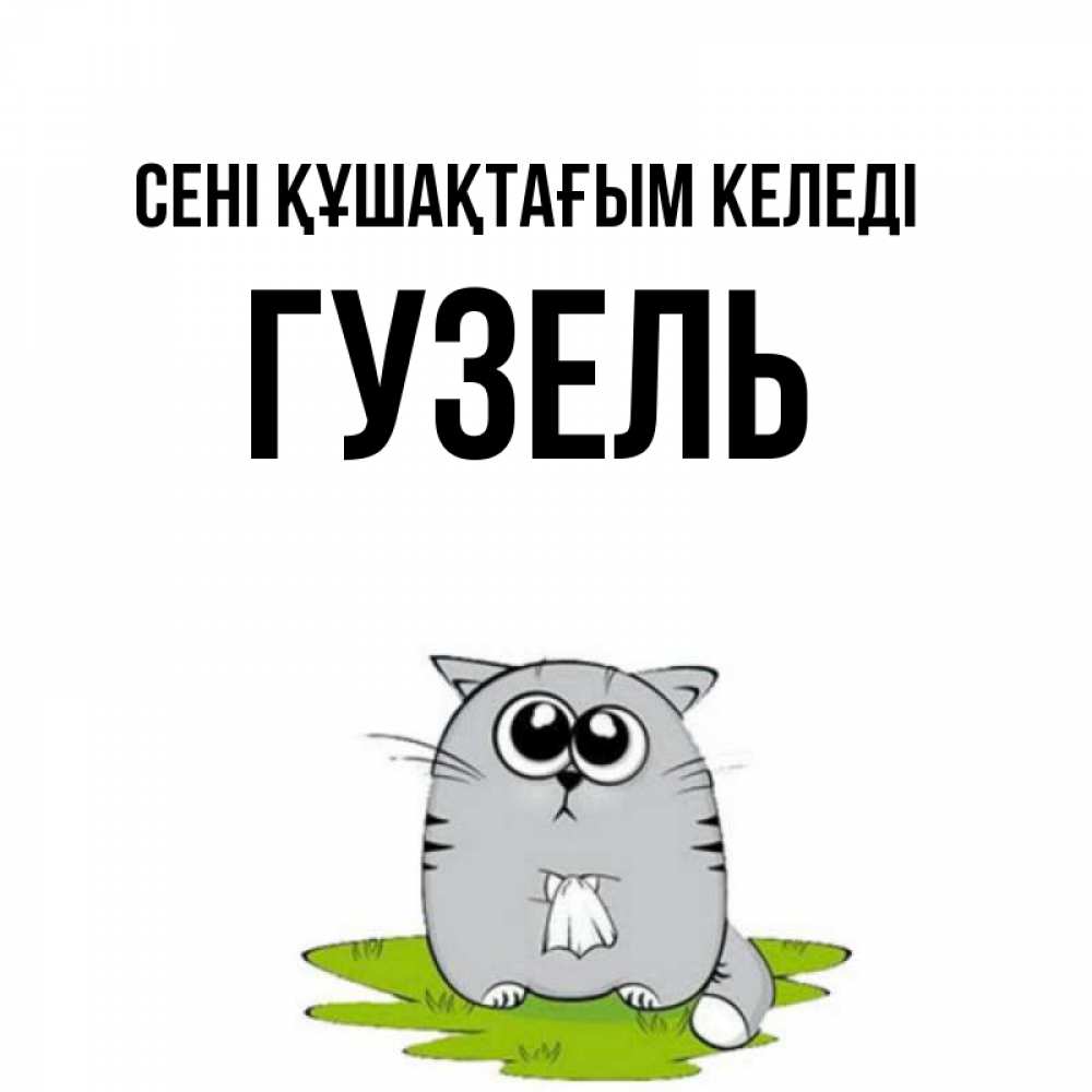 Күн сайын ашық хат с именем, Гузель сені құшақтағым келеді котик теребит платочек сидя на травке Онлайн тегін жүктеп алу тілектері бар керемет карта 