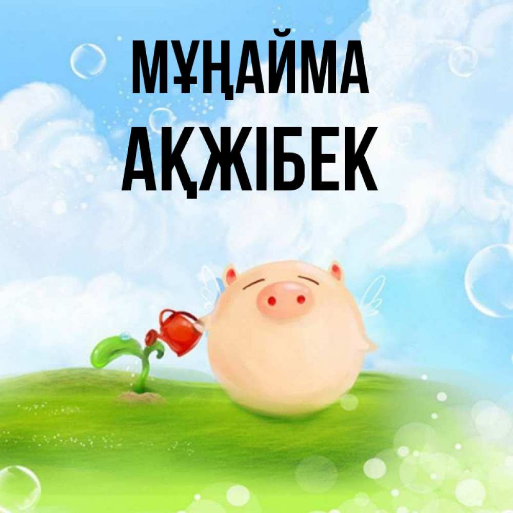 Күн сайын ашық хат с именем, АҚЖІБЕК Мұңайма поливает цветок порося Онлайн тегін жүктеп алу тілектері бар керемет карта 