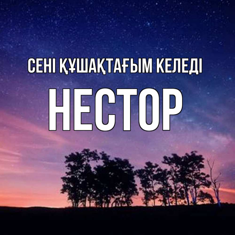 Күн сайын ашық хат с именем, Нестор сені құшақтағым келеді силуэты деревьев Онлайн тегін жүктеп алу тілектері бар керемет карта 