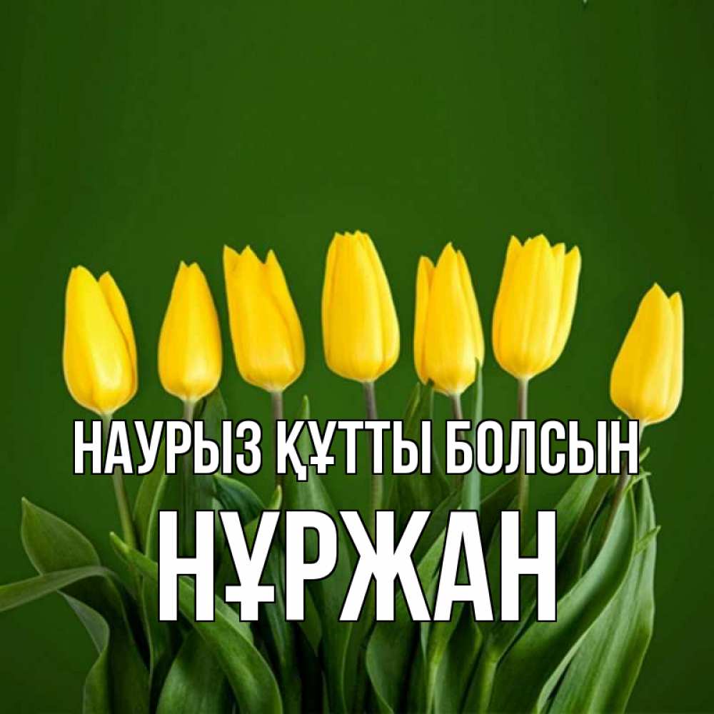 Күн сайын ашық хат с именем, НҰРЖАН Наурыз құтты болсын желтого цвета 3 Онлайн тегін жүктеп алу тілектері бар керемет карта 