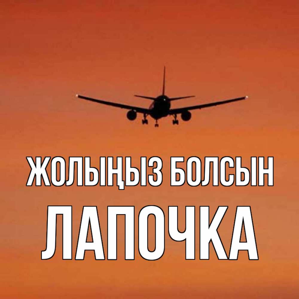 Күн сайын ашық хат с именем, Лапочка Жолыңыз болсын силуэт самолета Онлайн тегін жүктеп алу тілектері бар керемет карта 