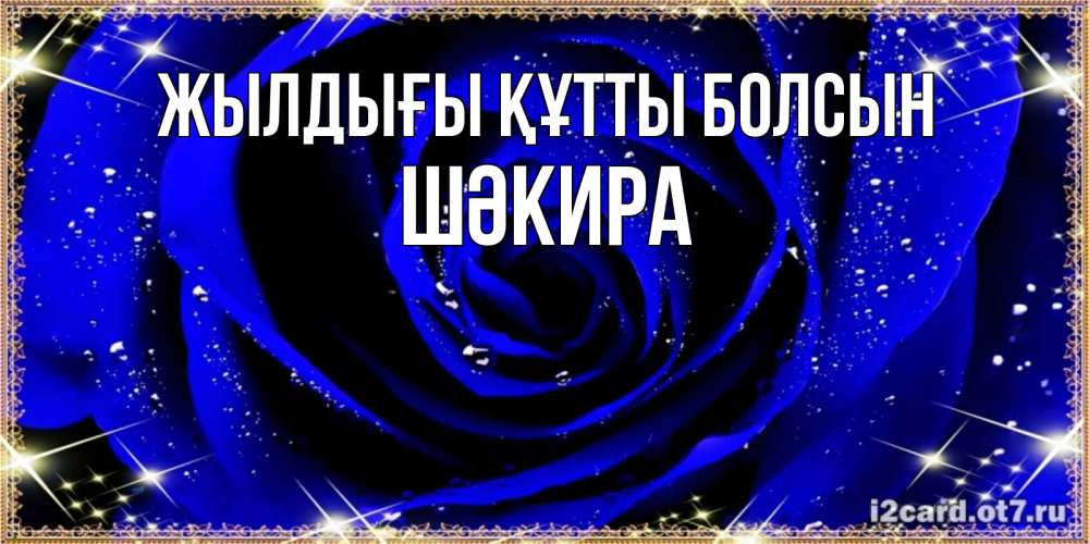 Күн сайын ашық хат с именем, ШӘКИРА Жылдығы құтты болсын голубые цветы в росе Онлайн тегін жүктеп алу тілектері бар керемет карта 