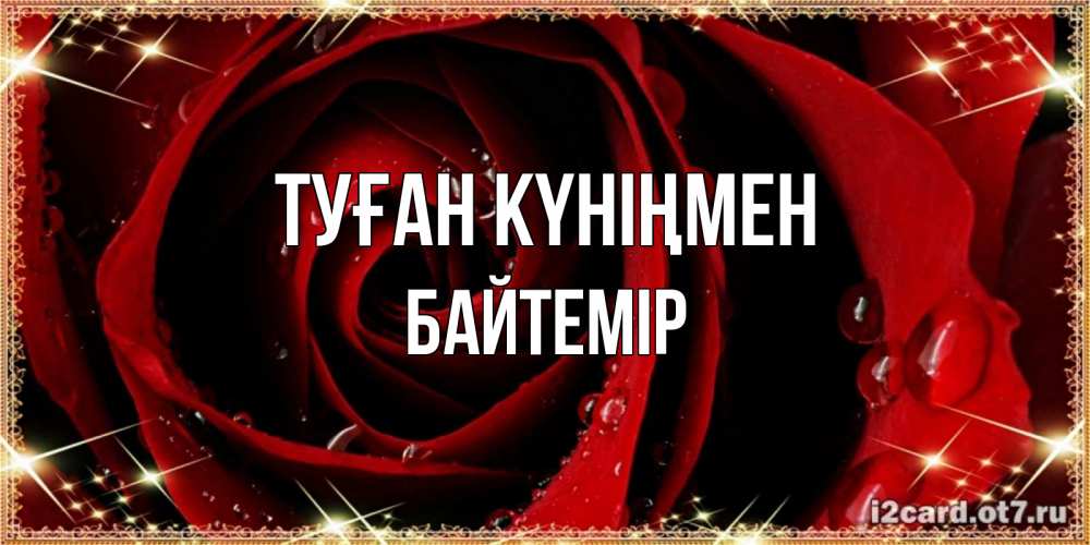 Күн сайын ашық хат с именем, Байтемір Туған күніңмен цветок в росе на день рождения Онлайн тегін жүктеп алу тілектері бар керемет карта 