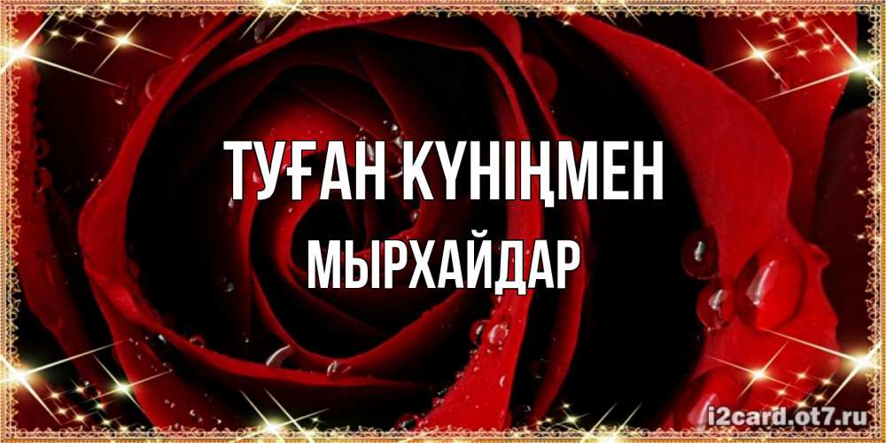 Күн сайын ашық хат с именем, МЫРХАЙДАР Туған күніңмен цветок в росе на день рождения Онлайн тегін жүктеп алу тілектері бар керемет карта 