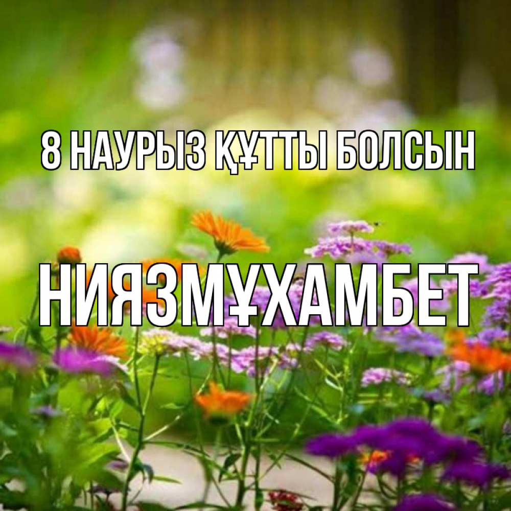 Күн сайын ашық хат с именем, НИЯЗМҰХАМБЕТ 8 наурыз құтты болсын цветы Онлайн тегін жүктеп алу тілектері бар керемет карта 