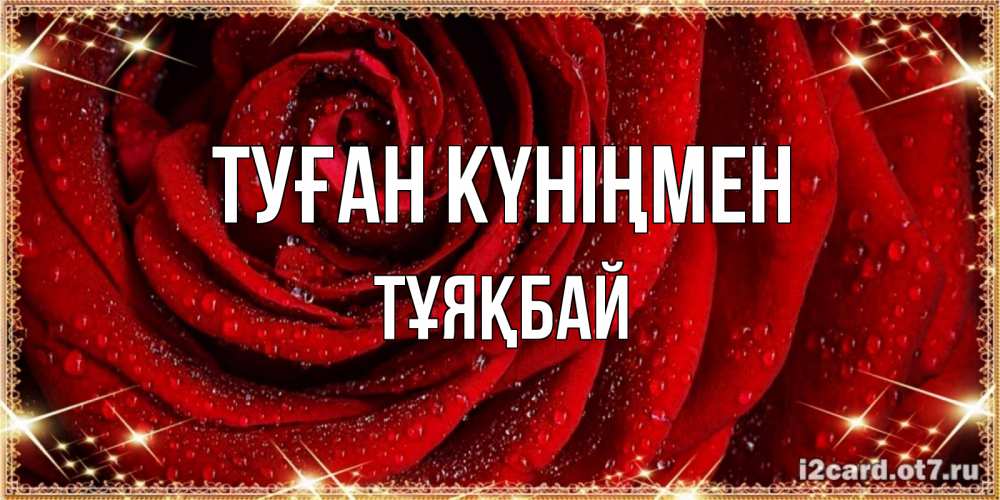 Күн сайын ашық хат с именем, ТҰЯҚБАЙ Туған күніңмен роса на розе блестящая в лучах солнца Онлайн тегін жүктеп алу тілектері бар керемет карта 