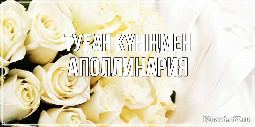 Күн сайын ашық хат с именем, Аполлинария Туған күніңмен белые розы в букете Онлайн тегін жүктеп алу тілектері бар керемет карта 