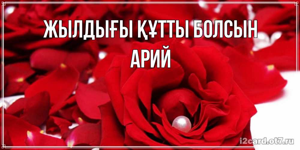 Күн сайын ашық хат с именем, Арий Жылдығы құтты болсын роза с жемчужиной на открытке для любимых Онлайн тегін жүктеп алу тілектері бар керемет карта 