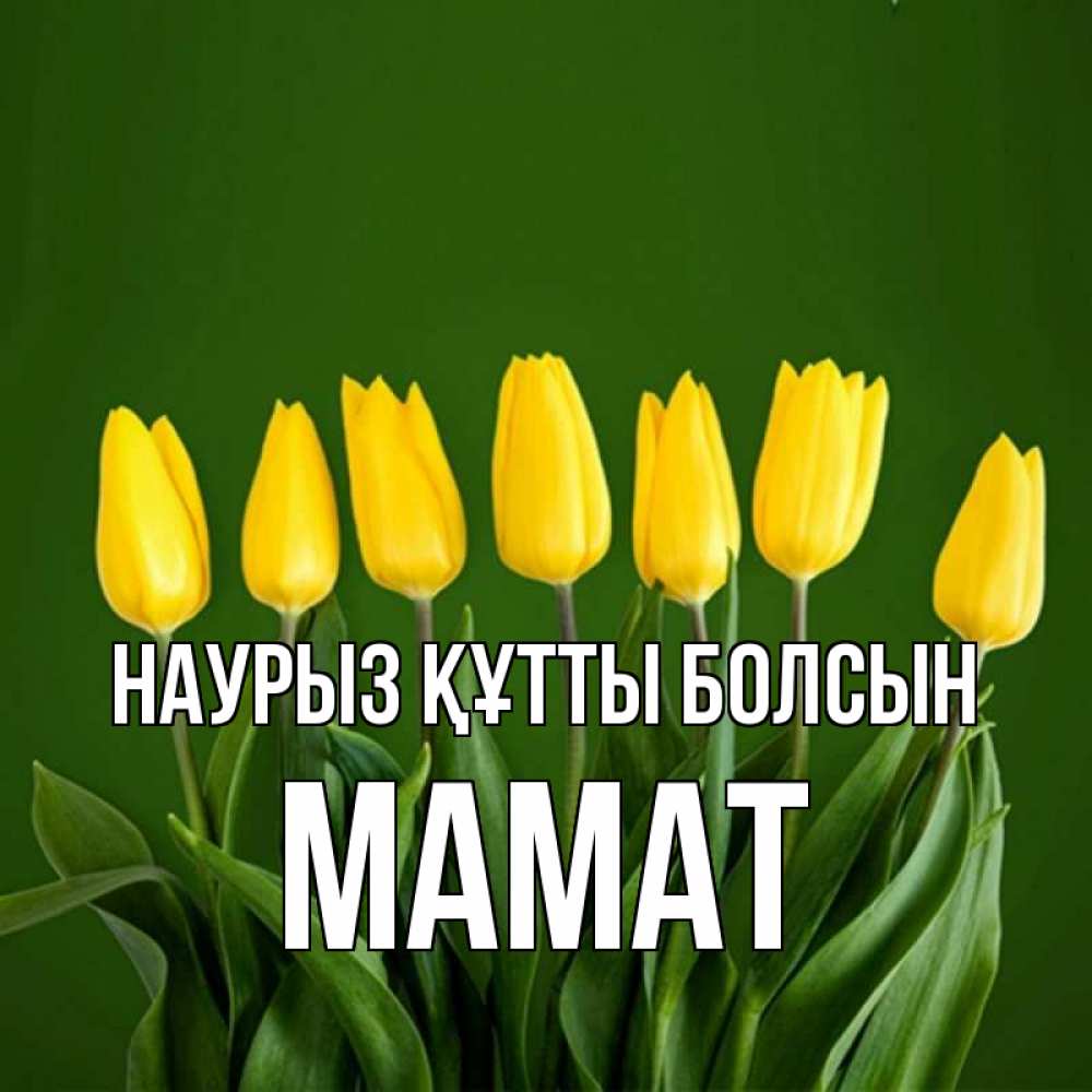 Күн сайын ашық хат с именем, МАМАТ Наурыз құтты болсын желтого цвета 3 Онлайн тегін жүктеп алу тілектері бар керемет карта 