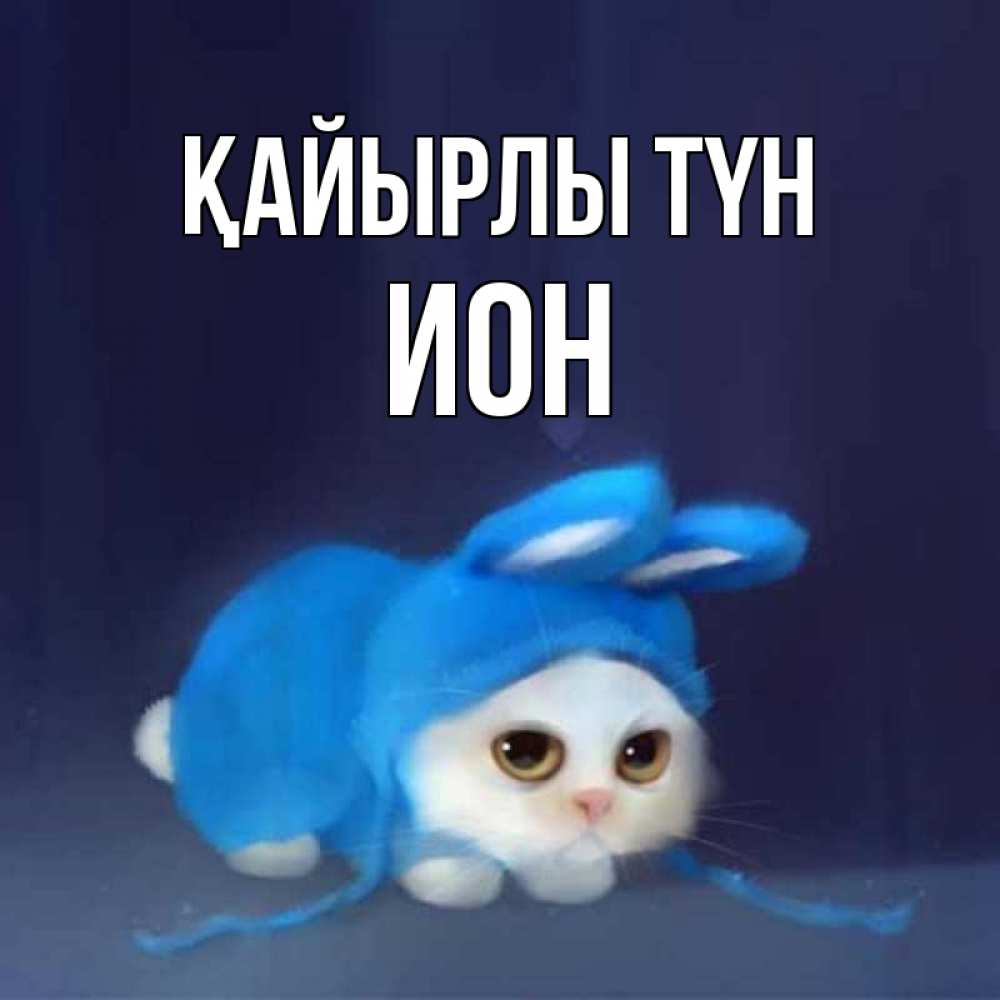 Күн сайын ашық хат с именем, Ион Қайырлы түн кот в голубом костюме кролика с ушками Онлайн тегін жүктеп алу тілектері бар керемет карта 