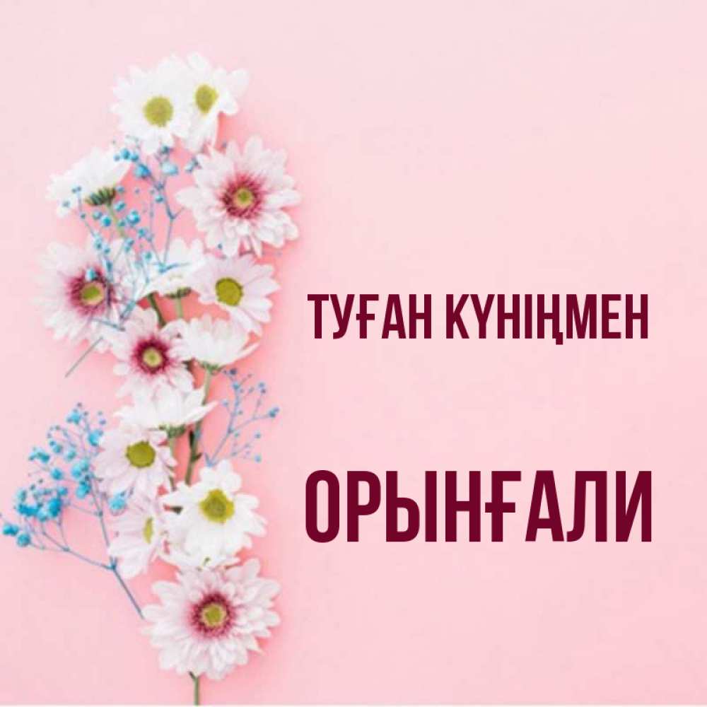 Күн сайын ашық хат с именем, ОРЫНҒАЛИ Туған күніңмен Родная моя с днем рождения тебя картинка с цветами белыми и голубыми Онлайн тегін жүктеп алу тілектері бар керемет карта 