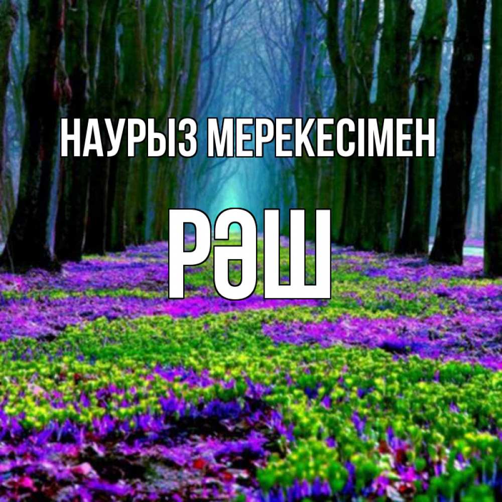 Күн сайын ашық хат с именем, РӘШ Наурыз мерекесімен фиолетовые цветы в лесу 1 Онлайн тегін жүктеп алу тілектері бар керемет карта 