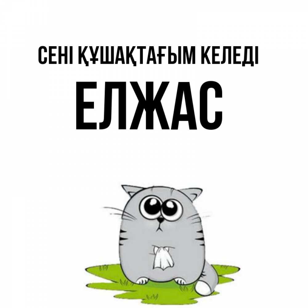 Күн сайын ашық хат с именем, Елжас сені құшақтағым келеді котик теребит платочек сидя на травке Онлайн тегін жүктеп алу тілектері бар керемет карта 
