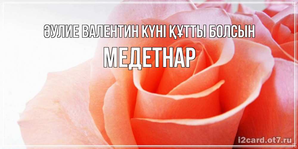Күн сайын ашық хат с именем, МЕДЕТНАР Әулие Валентин күні құтты болсын открытка на день Святого Валентина с розовой розой Онлайн тегін жүктеп алу тілектері бар керемет карта 