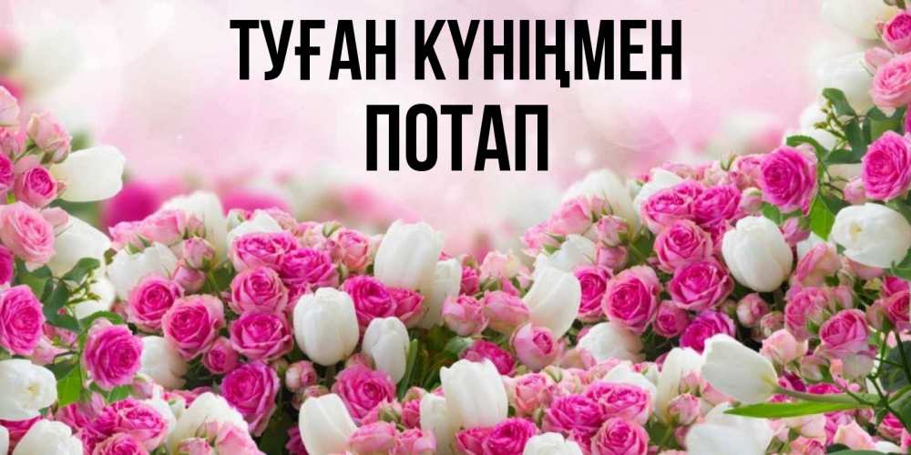 Күн сайын ашық хат с именем, Потап Туған күніңмен открытка с разными розами Онлайн тегін жүктеп алу тілектері бар керемет карта 