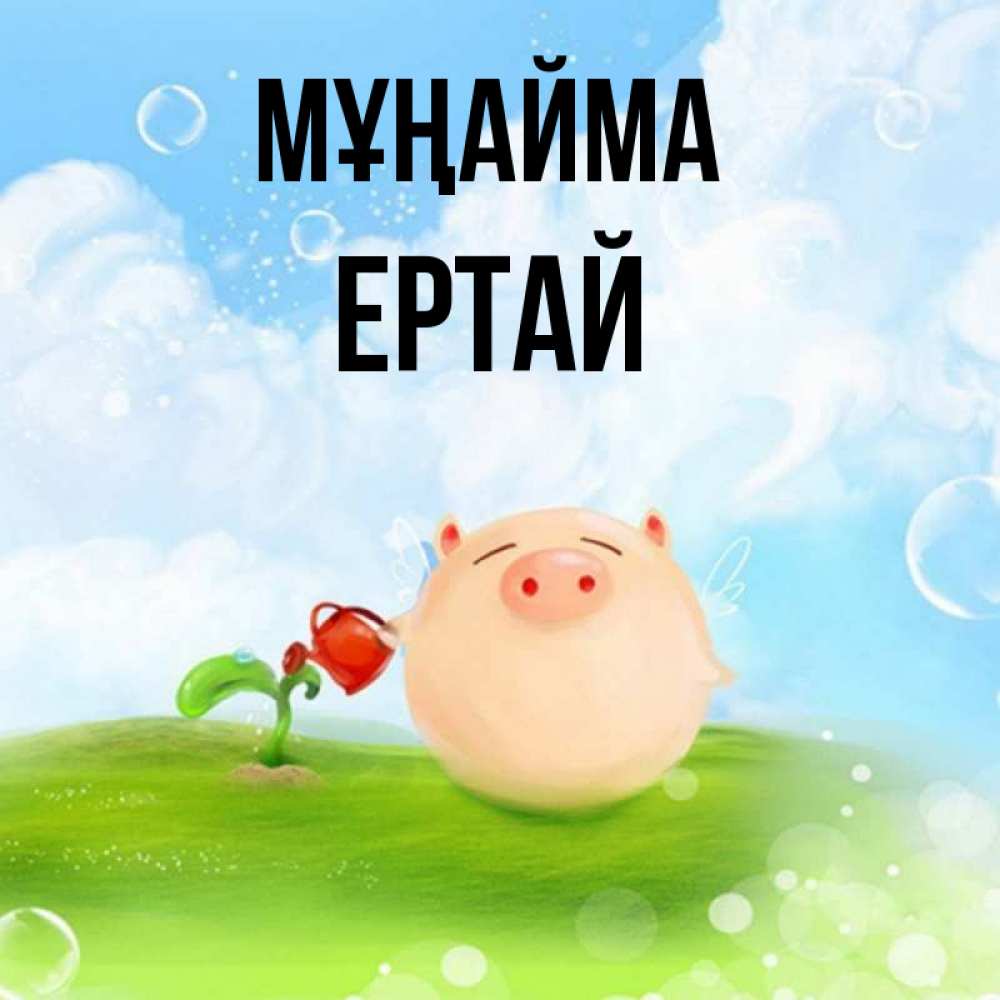 Күн сайын ашық хат с именем, Ертай Мұңайма поливает цветок порося Онлайн тегін жүктеп алу тілектері бар керемет карта 