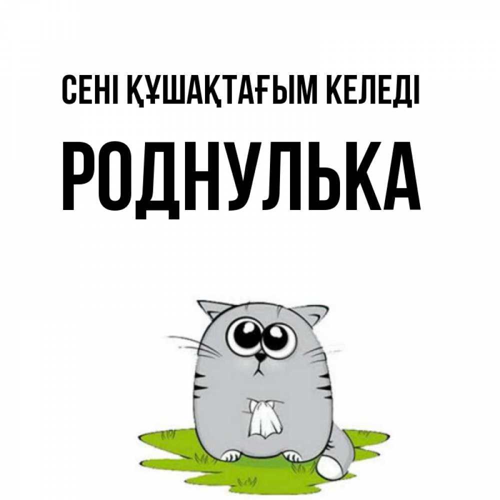 Күн сайын ашық хат с именем, Роднулька сені құшақтағым келеді котик теребит платочек сидя на травке Онлайн тегін жүктеп алу тілектері бар керемет карта 