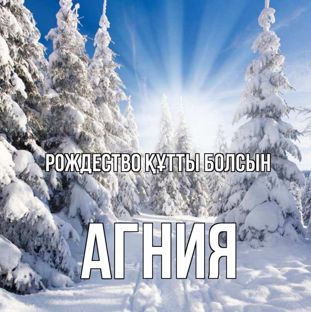 Күн сайын ашық хат с именем, Агния Рождество құтты болсын зима, лес Онлайн тегін жүктеп алу тілектері бар керемет карта 