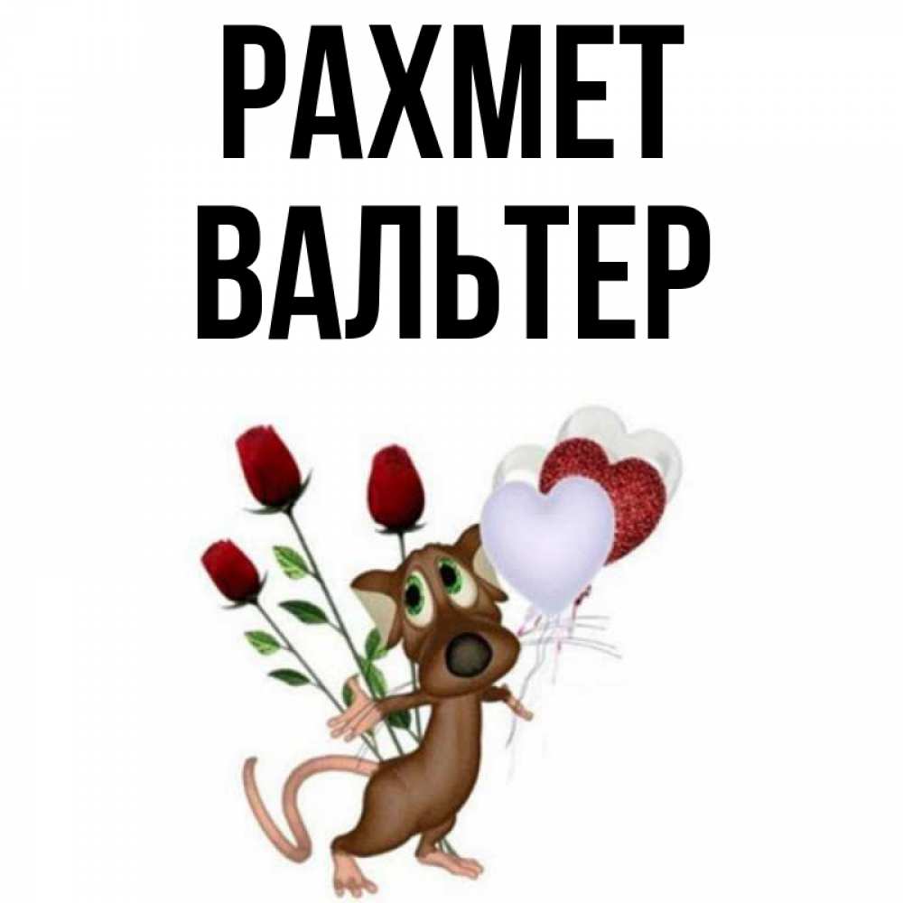 Күн сайын ашық хат с именем, Вальтер рахмет песик с шариками в форме сердец Онлайн тегін жүктеп алу тілектері бар керемет карта 