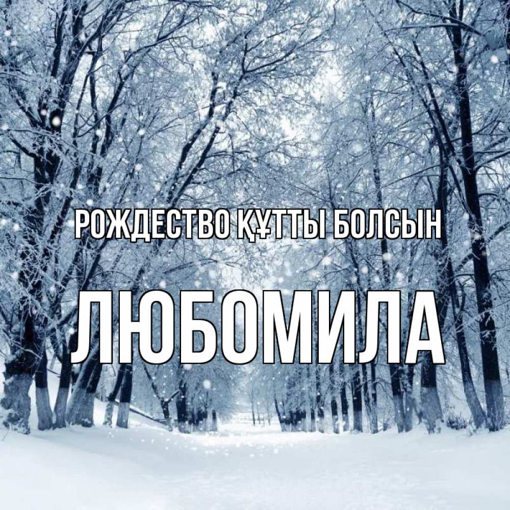 Күн сайын ашық хат с именем, Любомила Рождество құтты болсын снег, лес, парк Онлайн тегін жүктеп алу тілектері бар керемет карта 