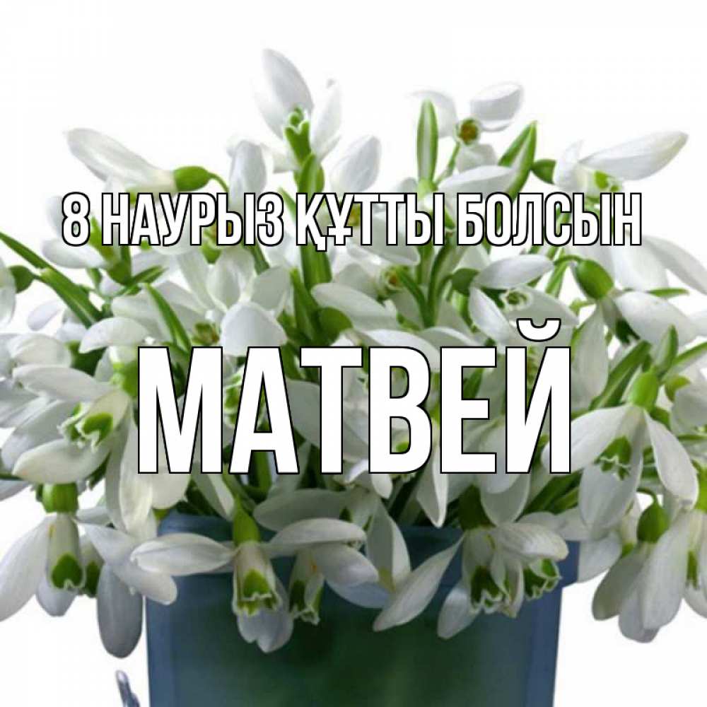 Күн сайын ашық хат с именем, Матвей 8 наурыз құтты болсын цветы к международному женскому дню Онлайн тегін жүктеп алу тілектері бар керемет карта 