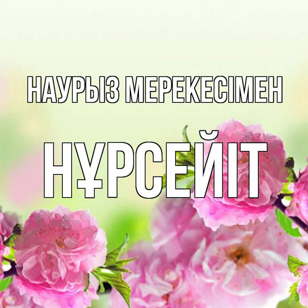 Күн сайын ашық хат с именем, НҰРСЕЙІТ Наурыз мерекесімен цветы Онлайн тегін жүктеп алу тілектері бар керемет карта 